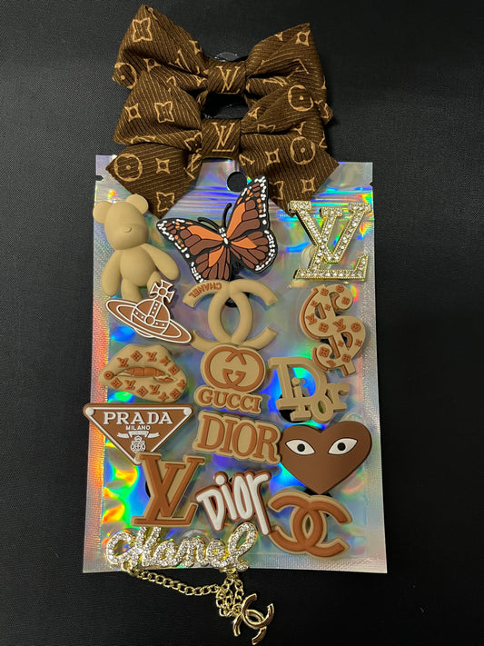 Beige and brown complete bundle - crocs not included