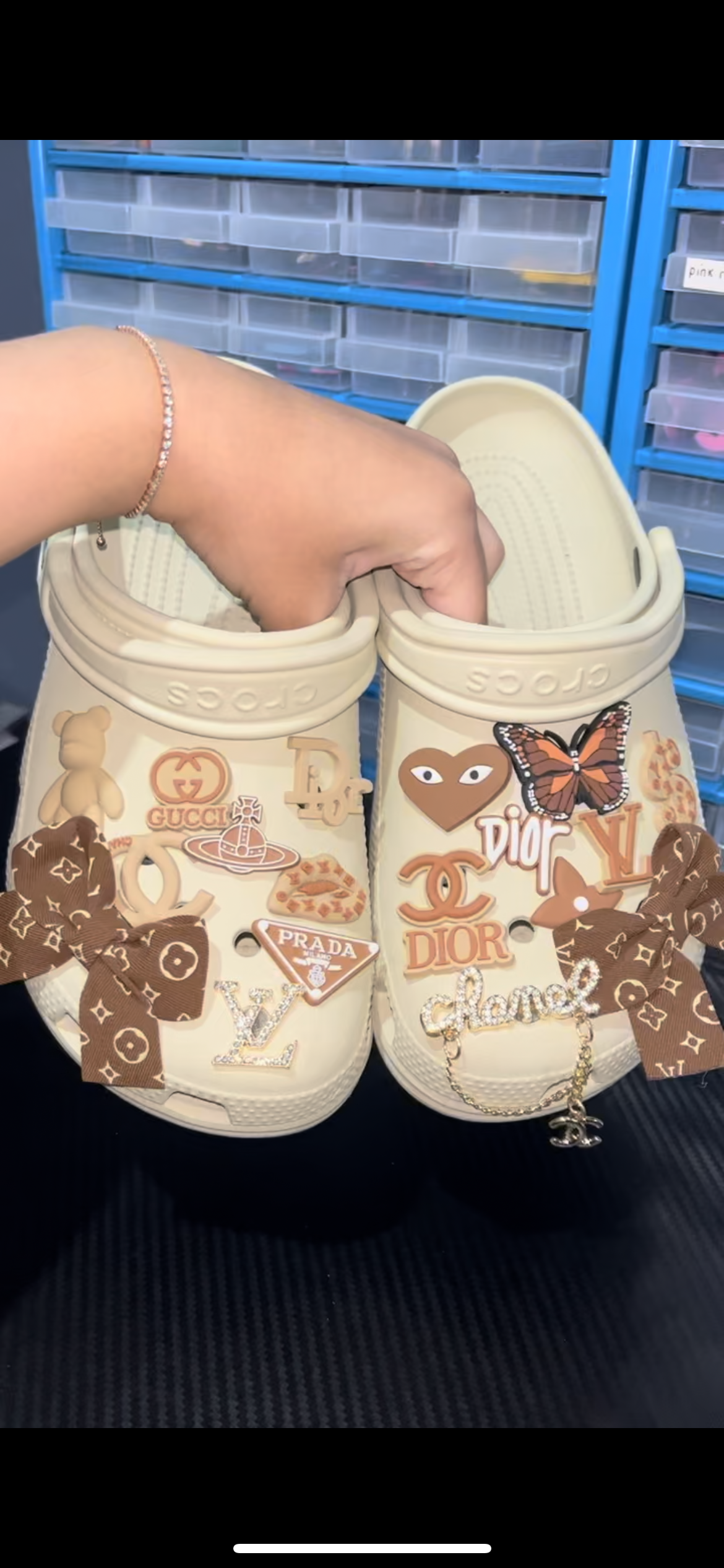 Beige and brown complete bundle - crocs not included