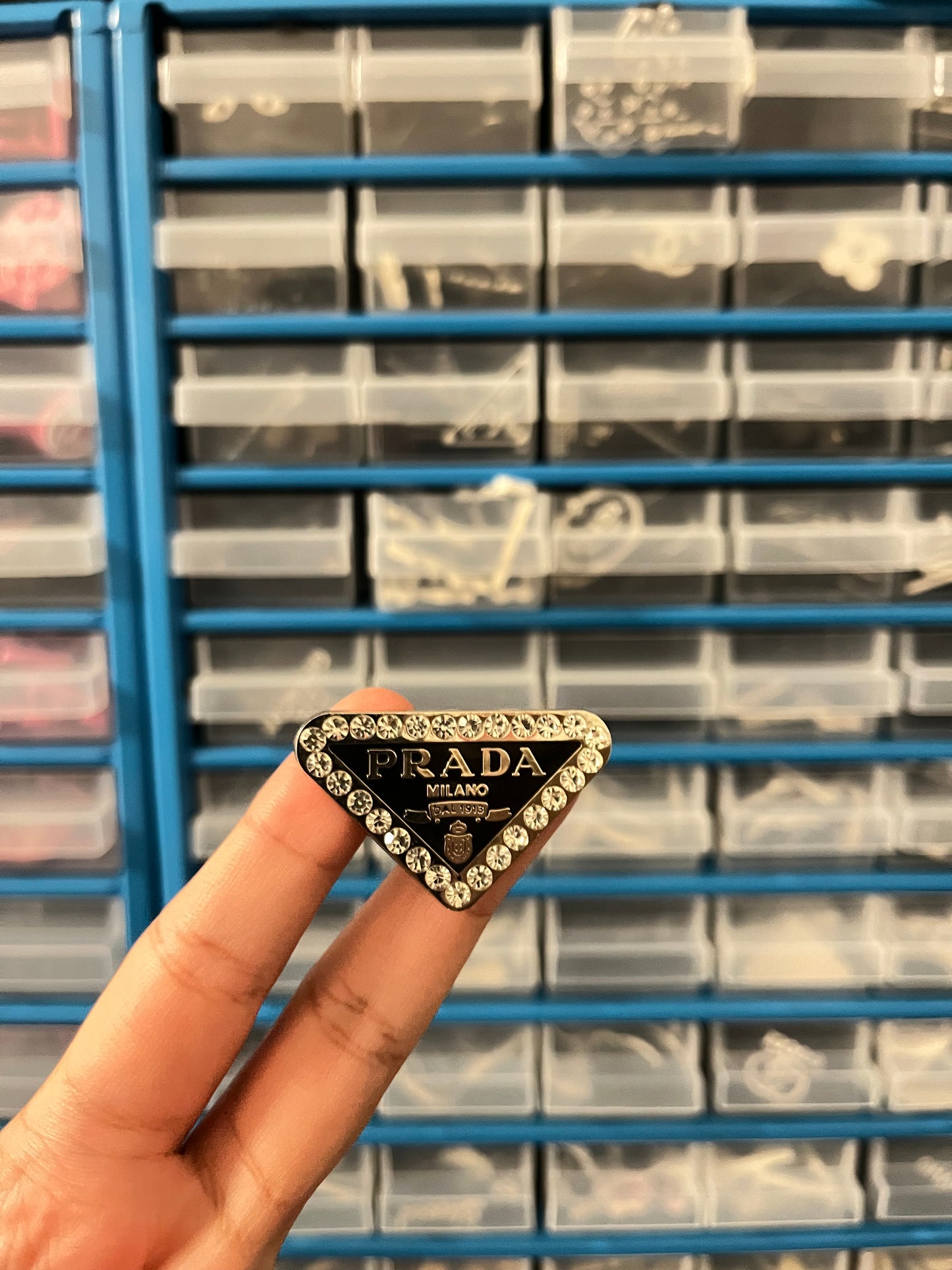 Metal black triangle charm