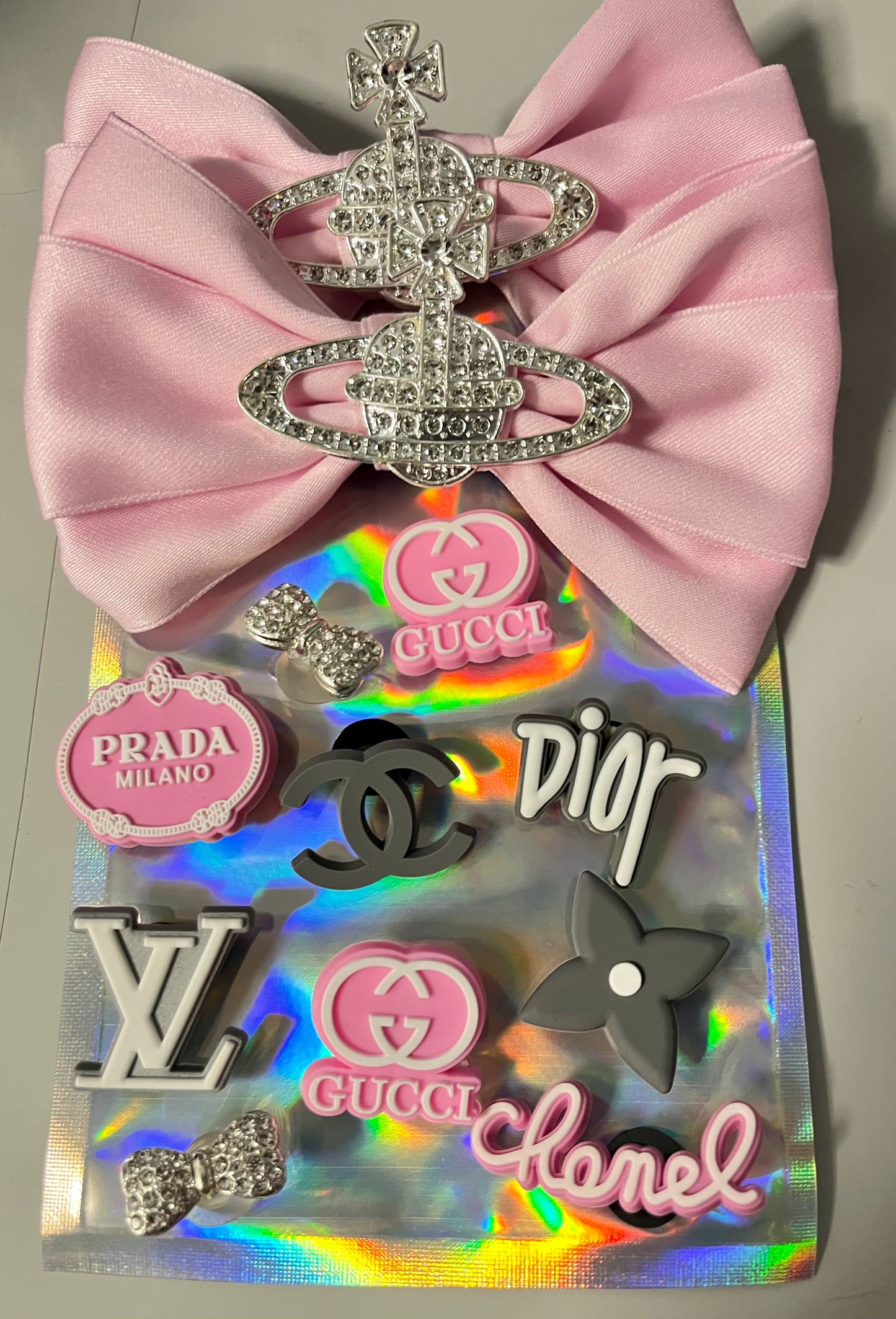 Pink and grey bows bundle