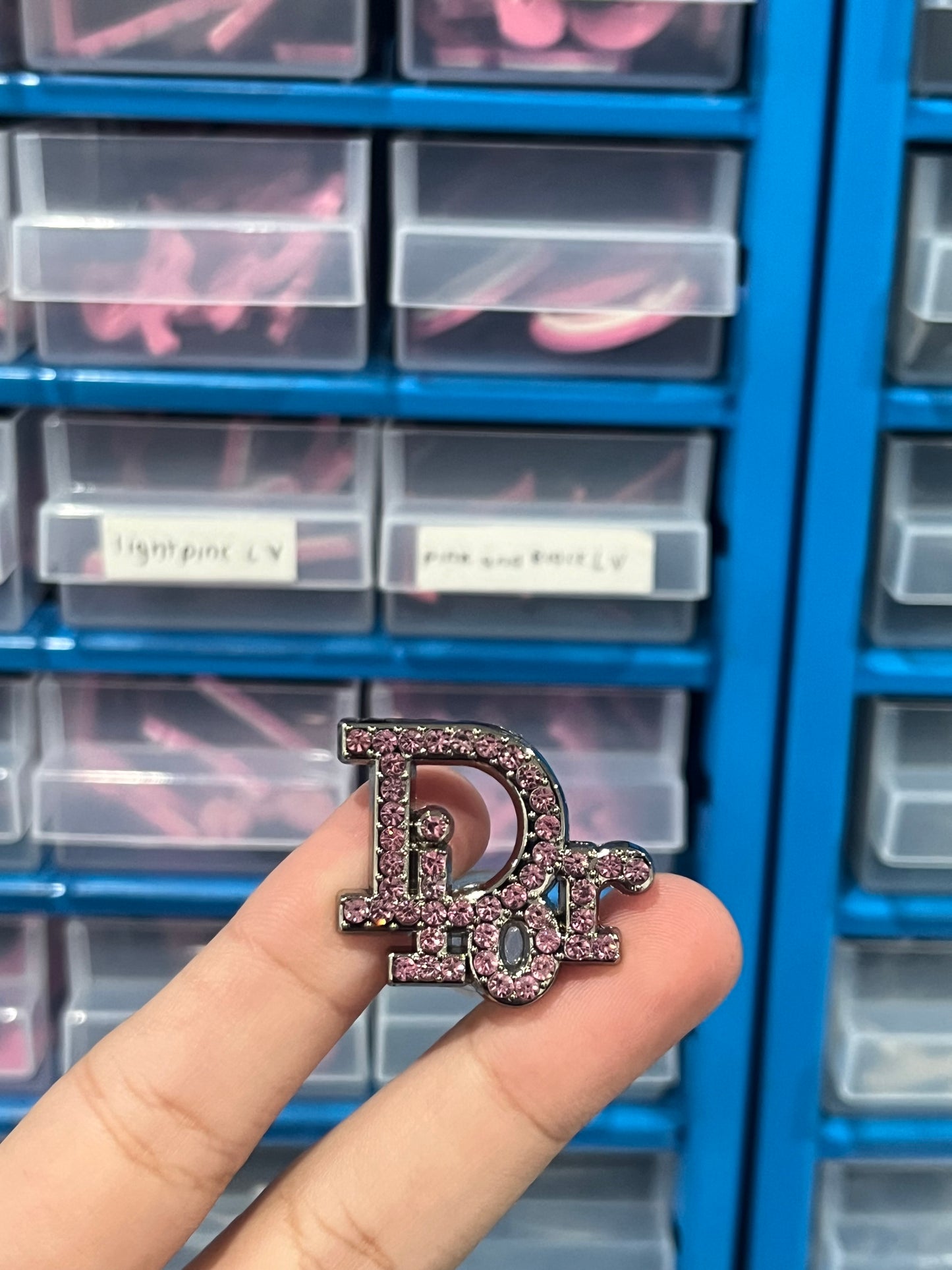 Pink bubble writing metal charm