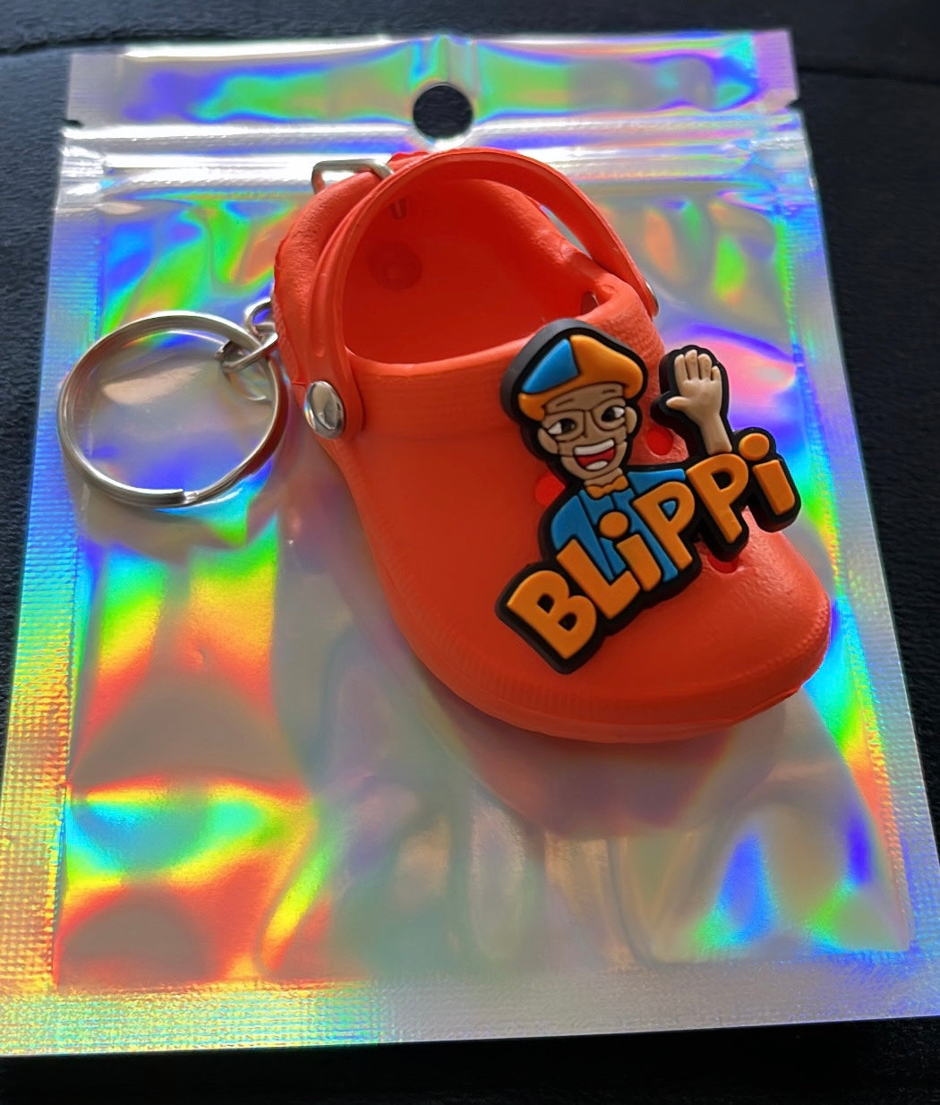 Clog key ring- orange with charm