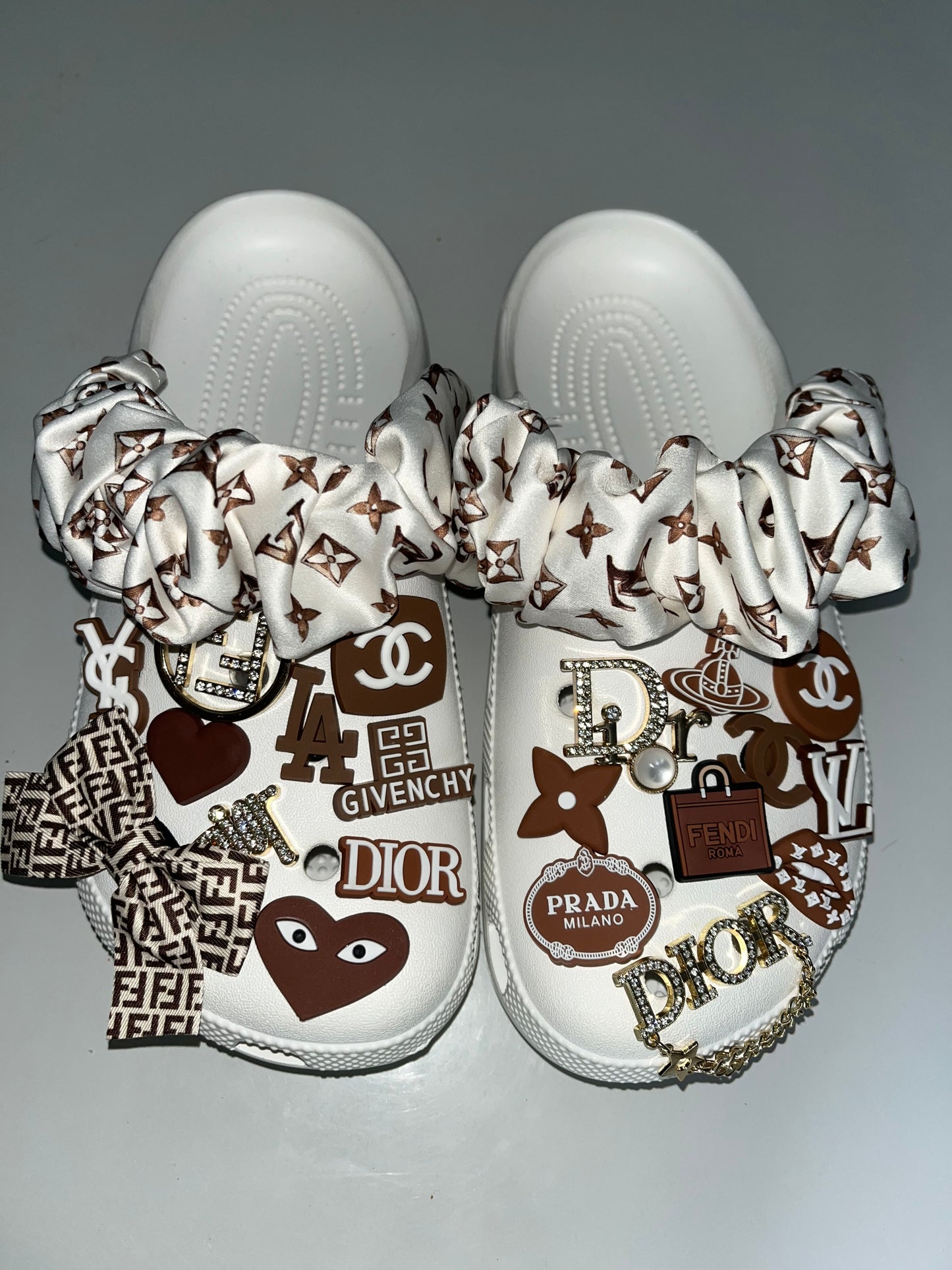 Brown and white complete bundle- crocs not included