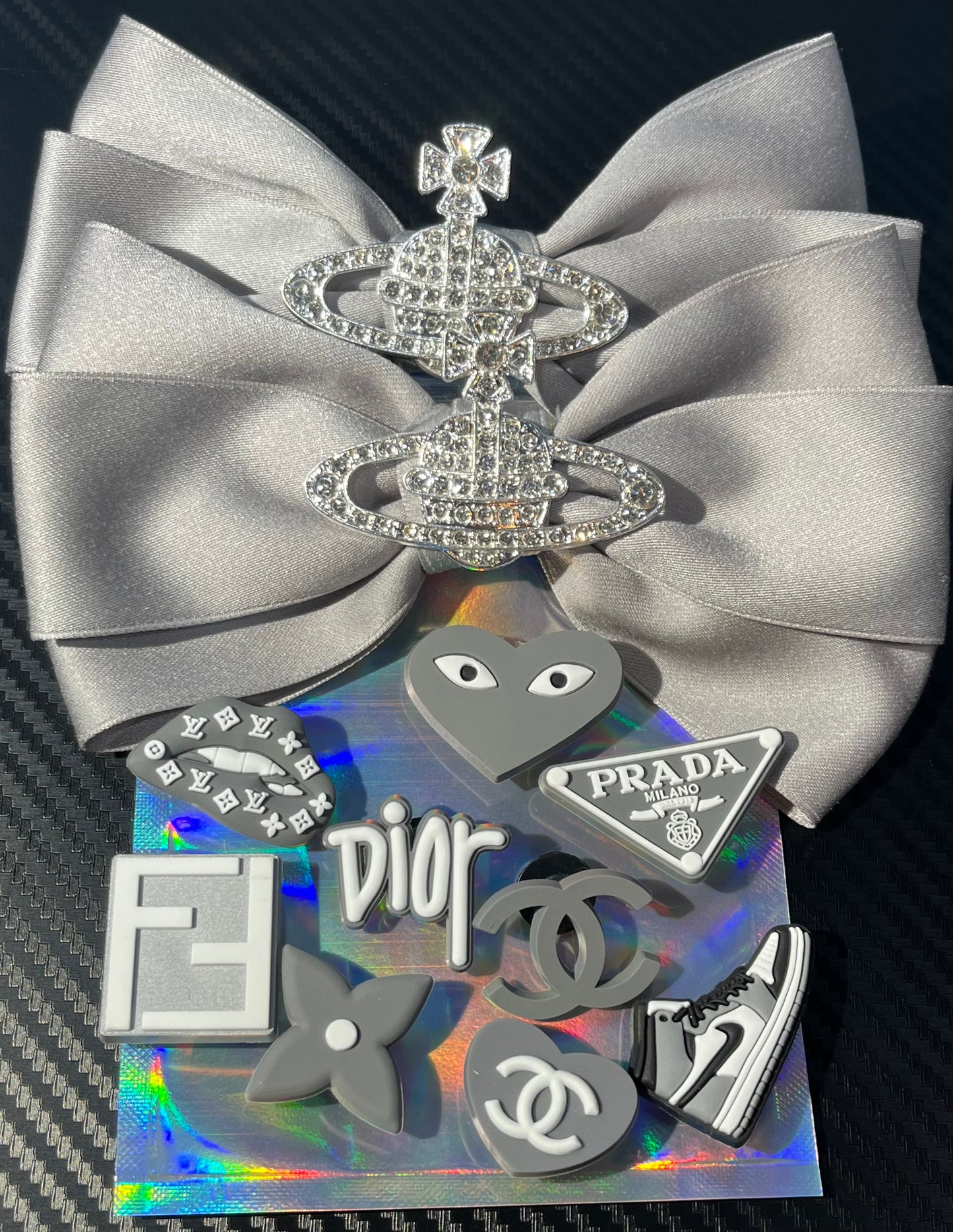 Grey Bow and charms bundle