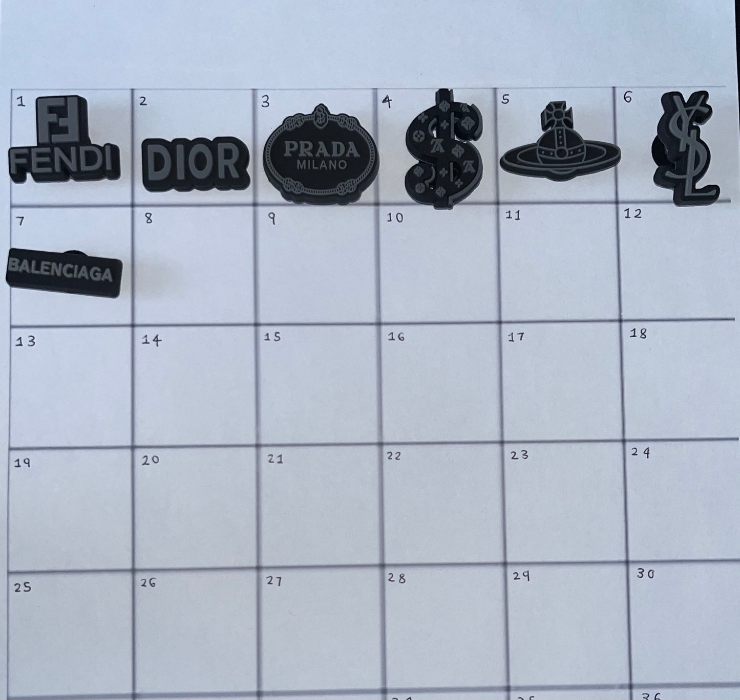 Grey and black charms