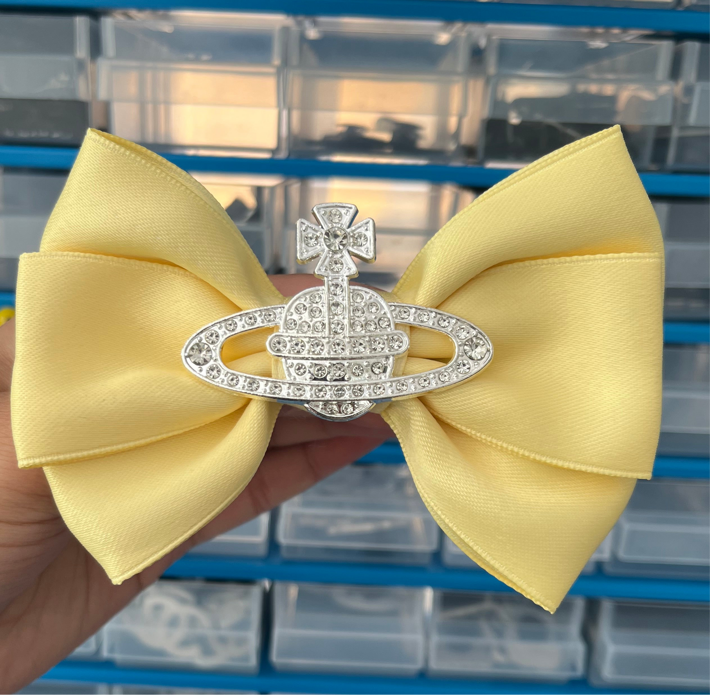 Yellow croc bow