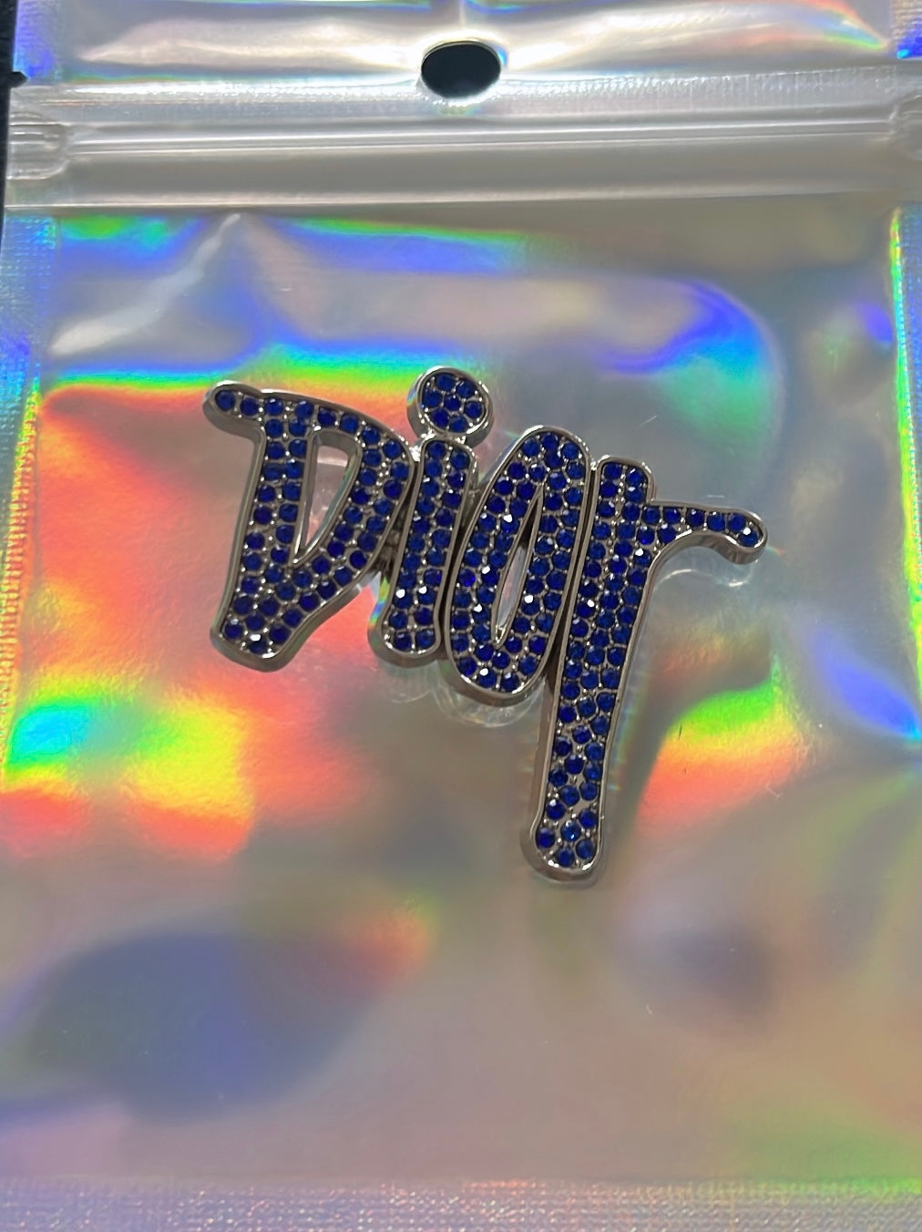 Blue drip metal charm