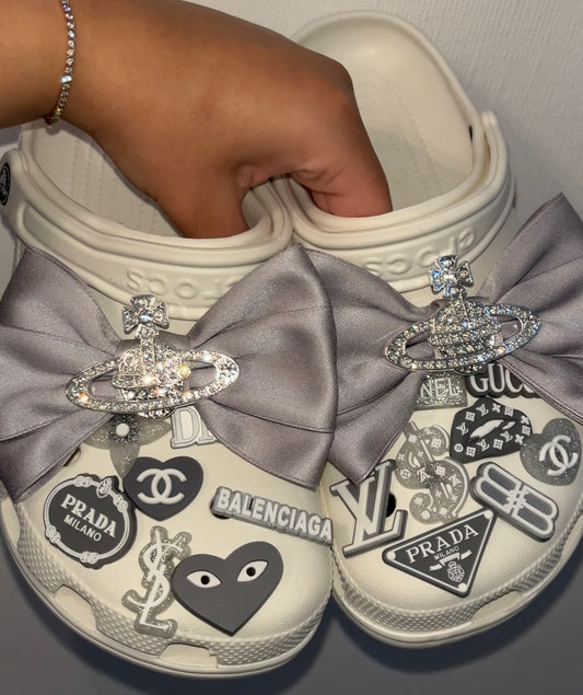 Grey bows bundle- Crocs not included