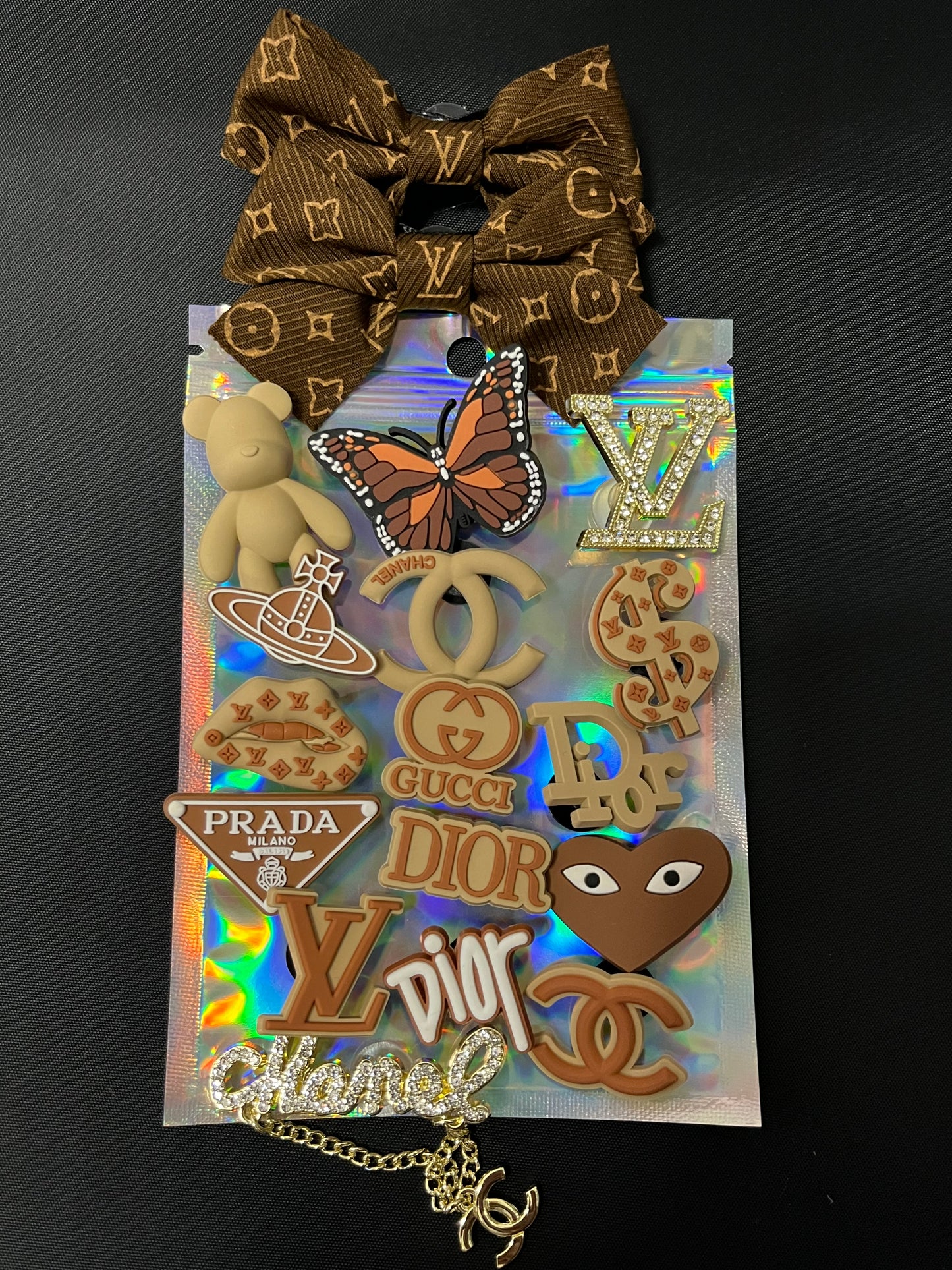 Beige and brown complete bundle - crocs not included