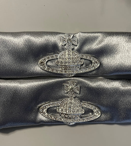 Grey satin planet straps set