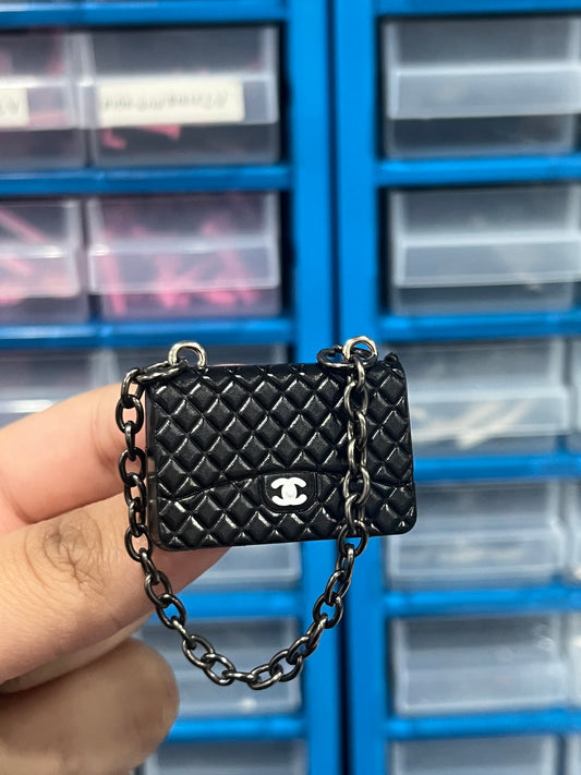 Black 3D bag charm
