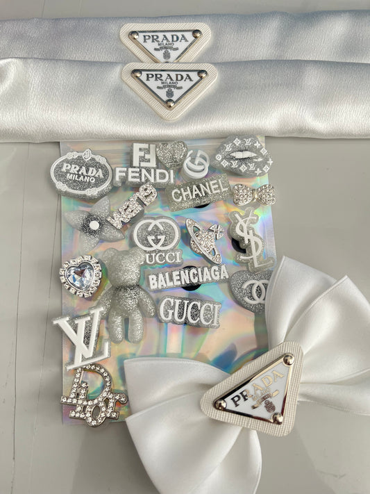 White and silver bow bundle