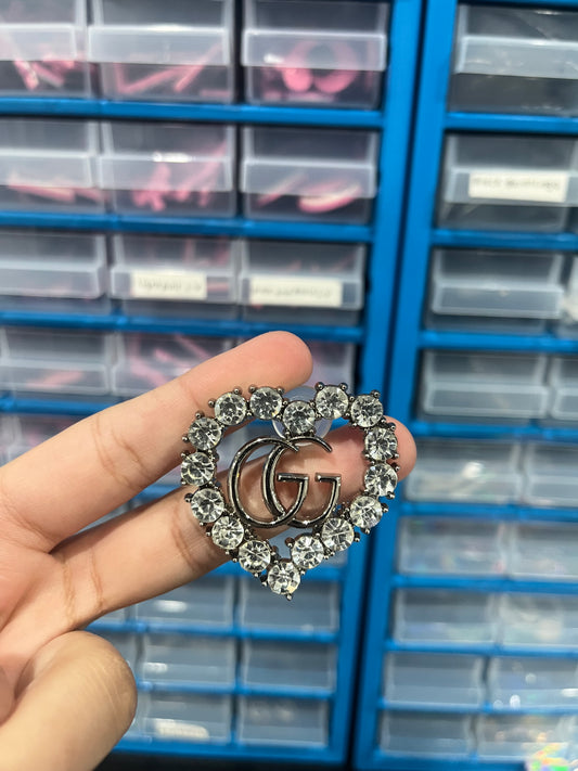 GG heart metal charm