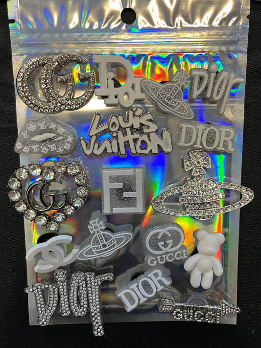 White and glitter charms bundle