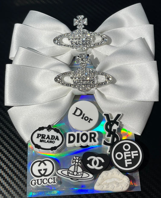 White bows and black charms bundle