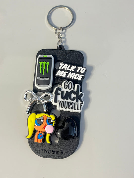Black keyring with charms