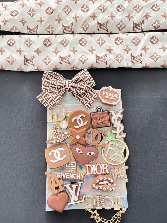 Brown and white complete bundle- crocs not included