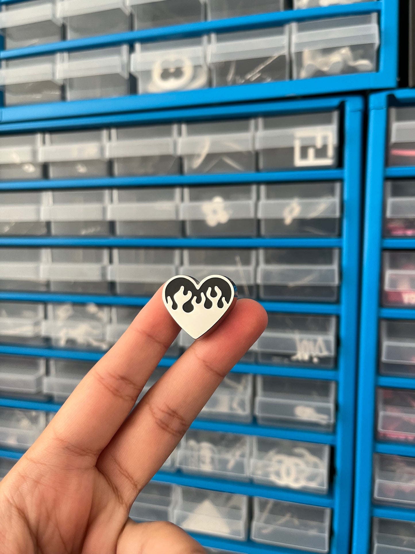 Heart flame metal charm