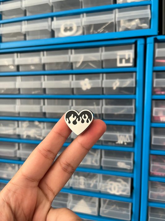 Heart flame metal charm