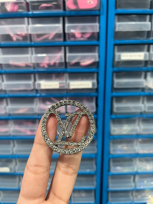 Round logo bling metal charm