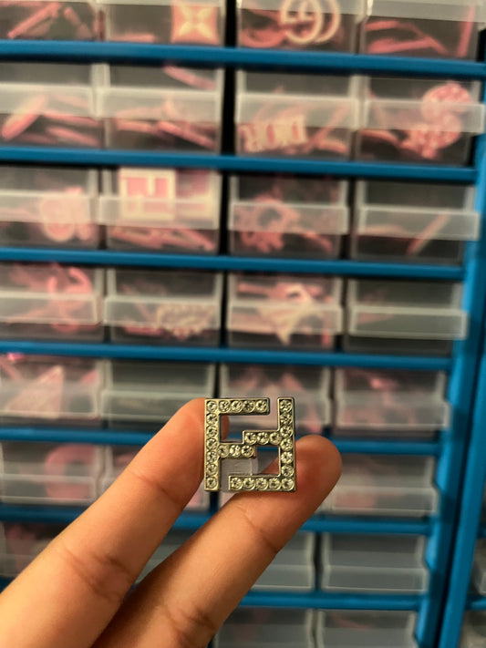 Silver metal F charm