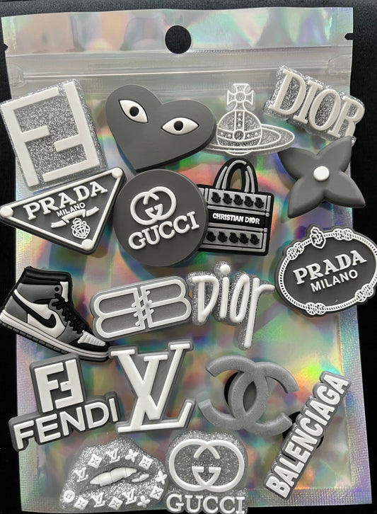 Grey & glitter charms bundle