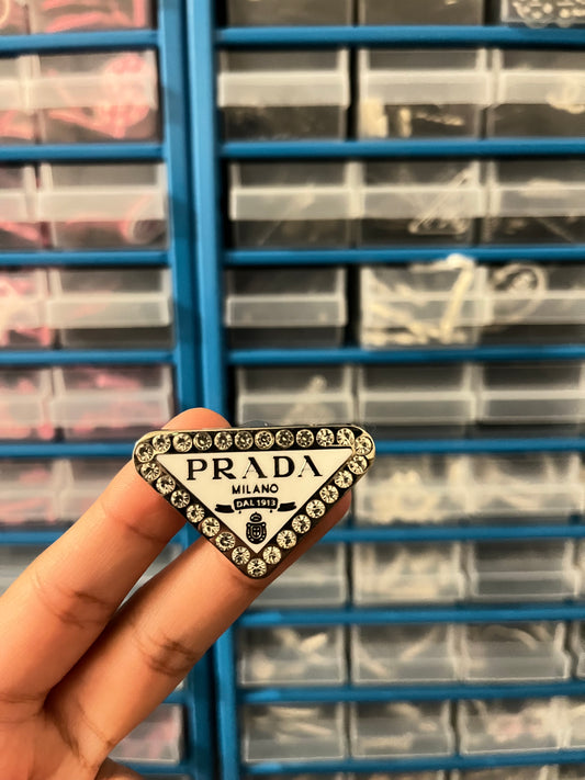 Metal triangle white charm