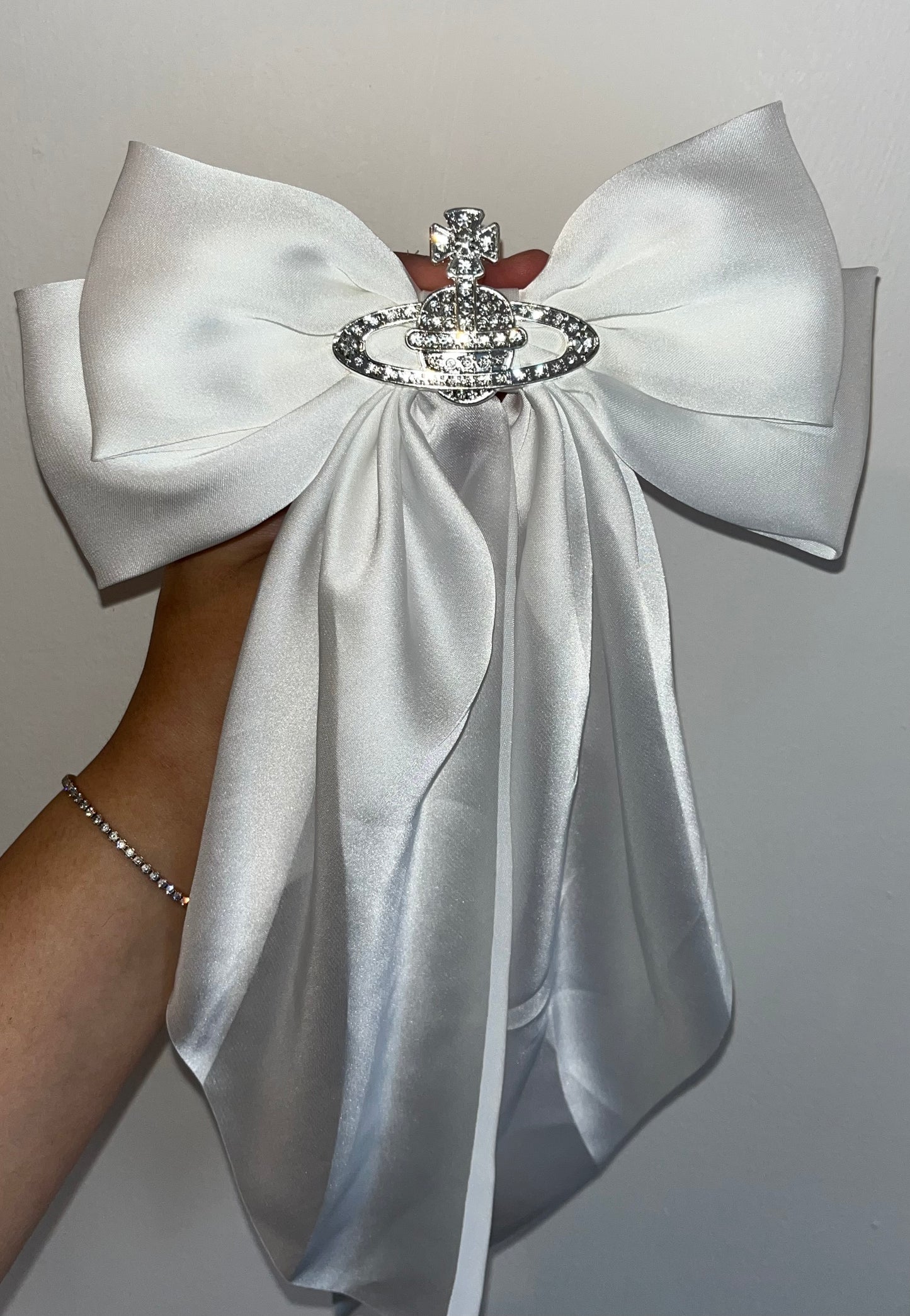 White Satin Hair Bow