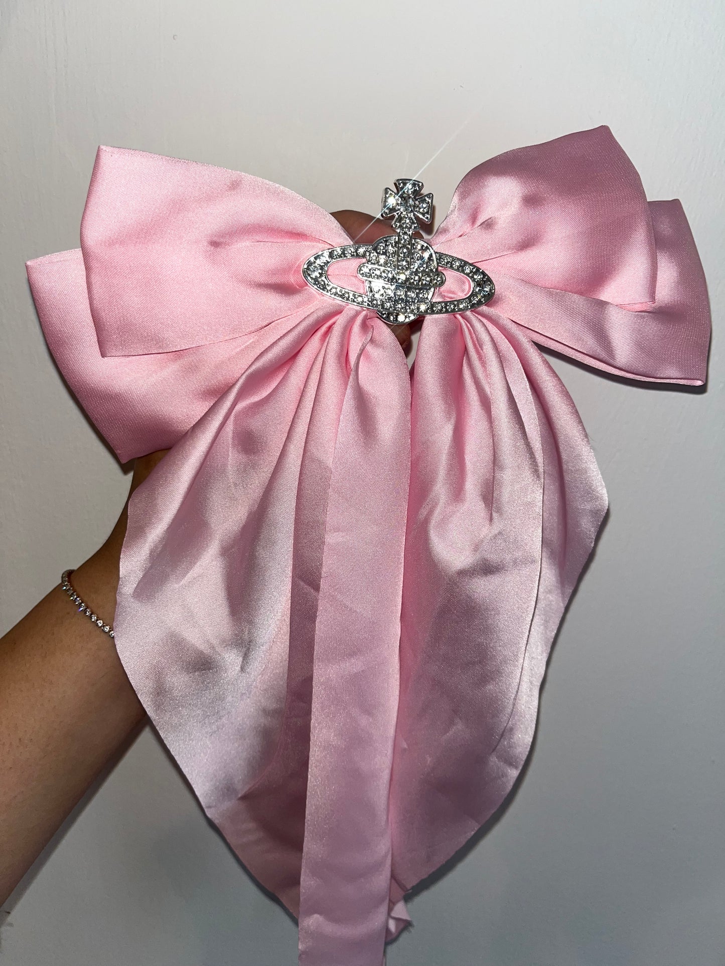 Pink Satin Hair Bow